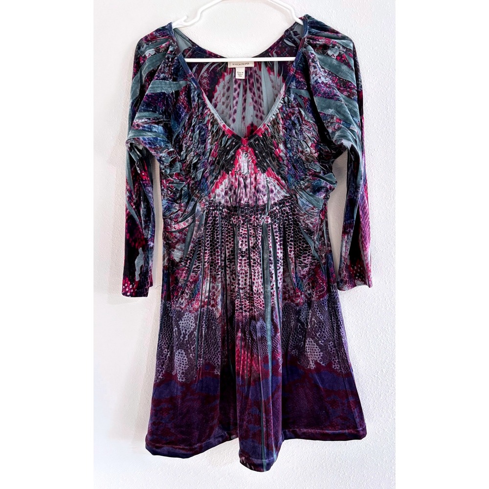 Boston Proper Dress Womens Size M Purple Velvet Whimsigoth Edgy Fairy Grunge Y2K